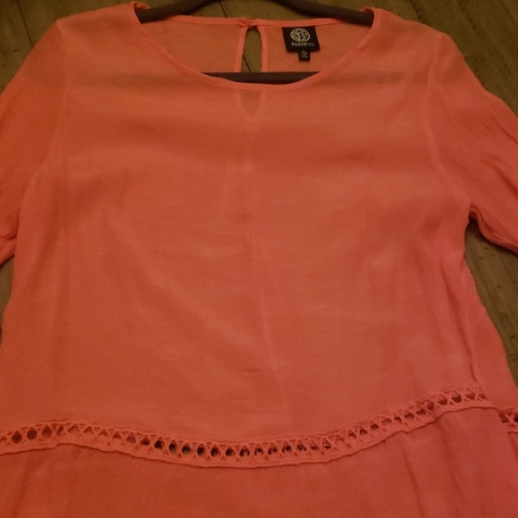 Sheer Salmon pink blouse size L - Picture 2 of 4